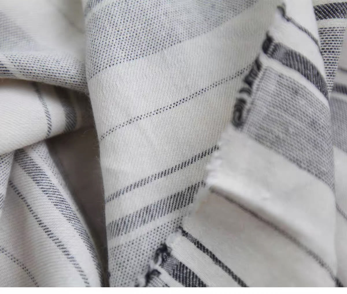 Striped Linen Fabric, Medium Weight, Stone Washed, 110 Inch Width