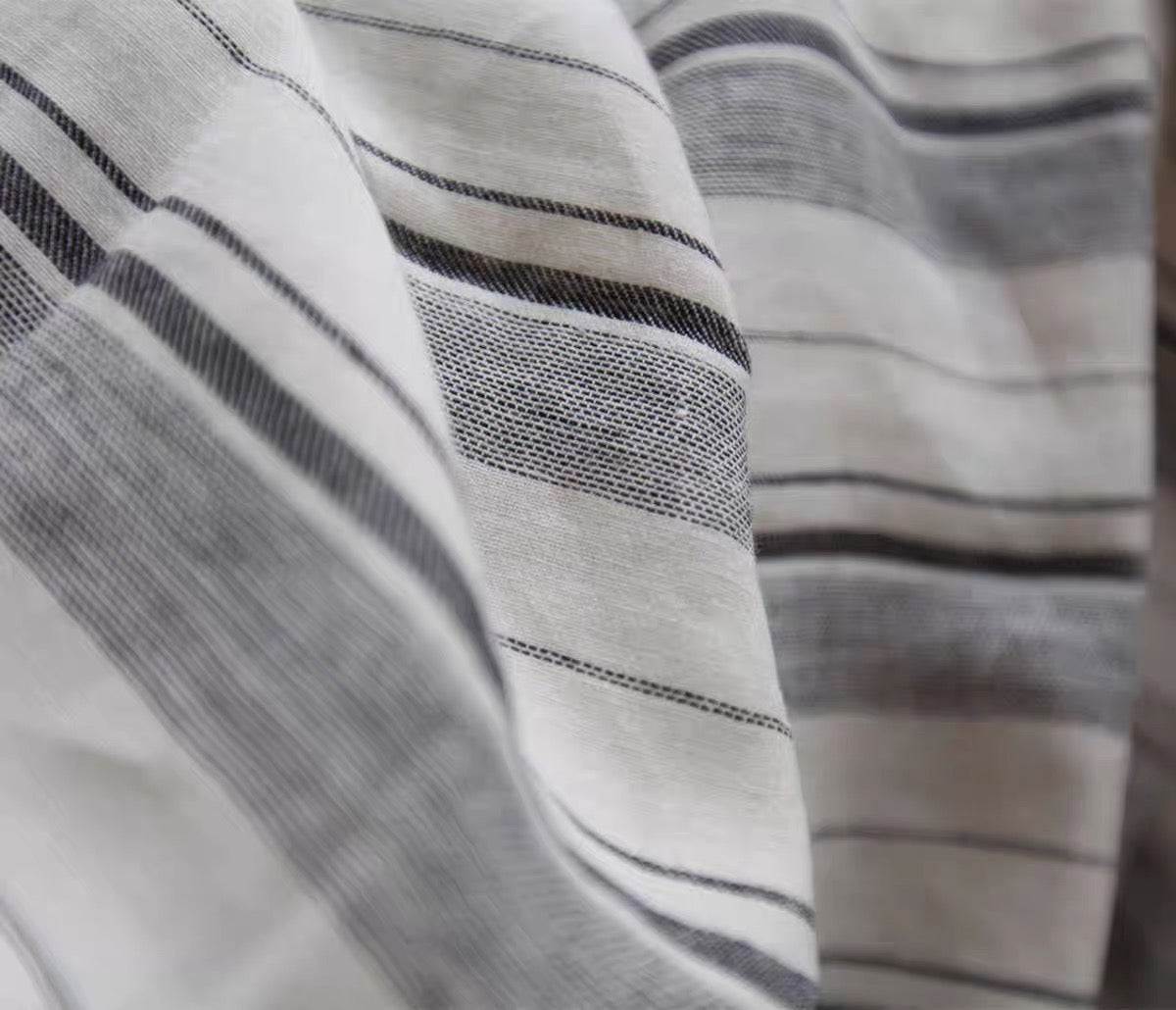 Striped Linen Fabric, Medium Weight, Stone Washed, 110 Inch Width