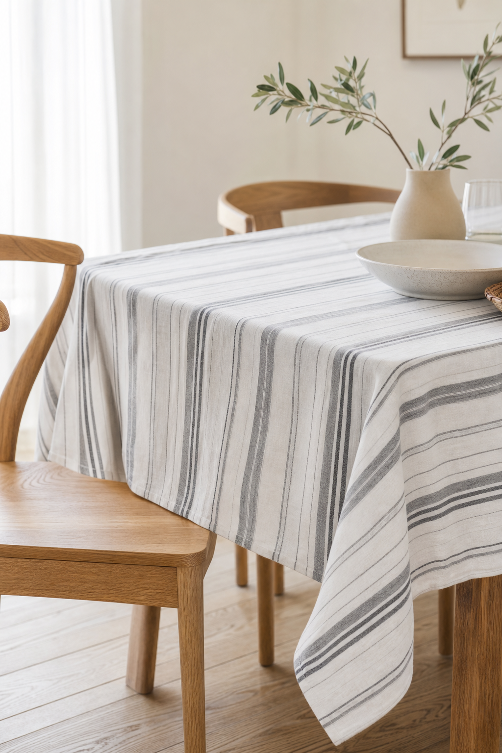 Striped Linen Fabric, Medium Weight, Stone Washed, 110 Inch Width - lifestyle scene