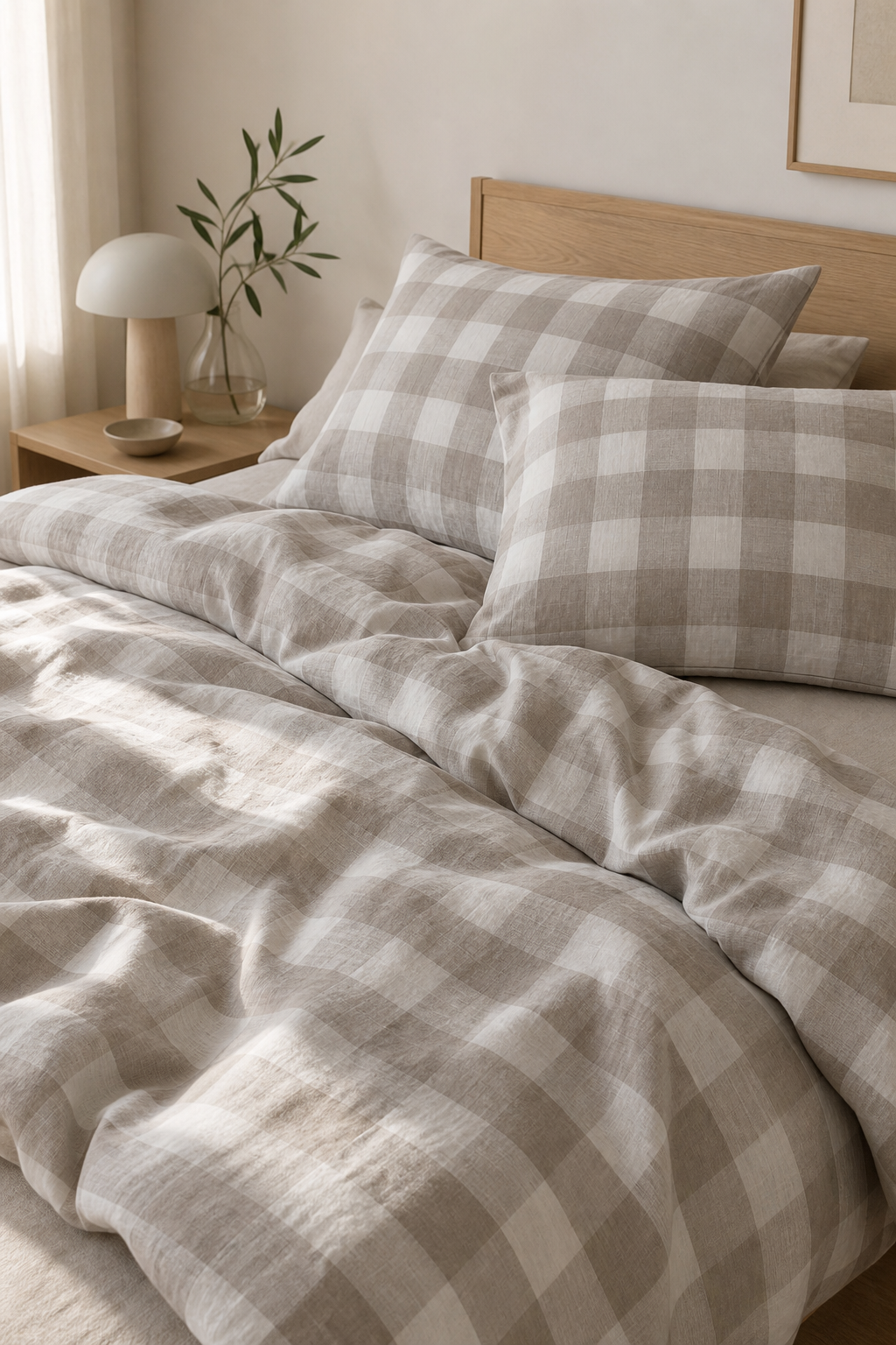 4cm Gingham Check Linen Fabric, Medium Weight, Stone Washed, 110 Inch Width - lifestyle scene