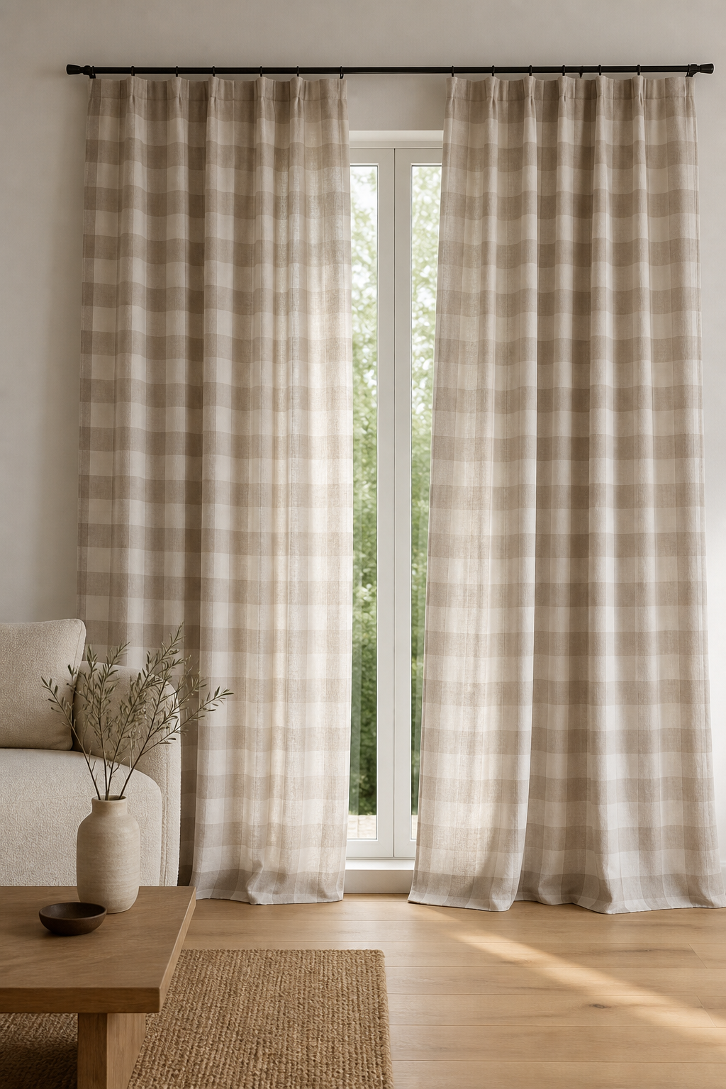 4cm Gingham Check Linen Fabric, Medium Weight, Stone Washed, 110 Inch Width - lifestyle scene