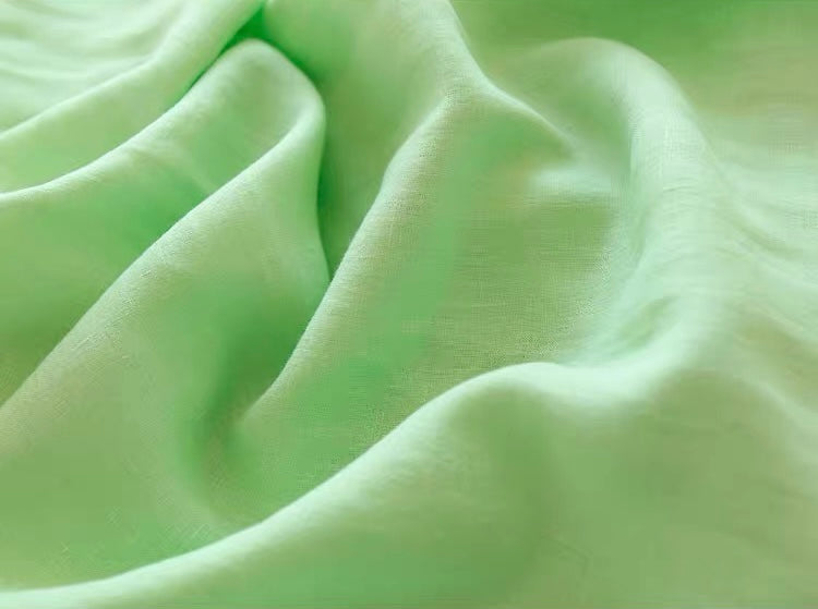 Mint Green Pure Linen Fabric, Medium Weight, Pre-Washed, 110 Inch Width