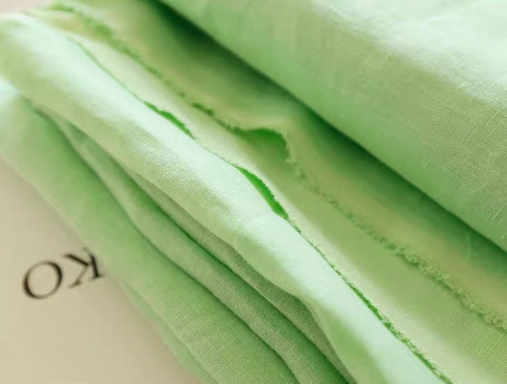 Mint Green Pure Linen Fabric, Medium Weight, Pre-Washed, 110 Inch Width