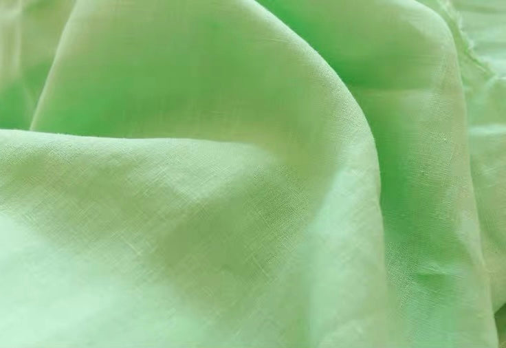 Mint Green Pure Linen Fabric, Medium Weight, Pre-Washed, 110 Inch Width