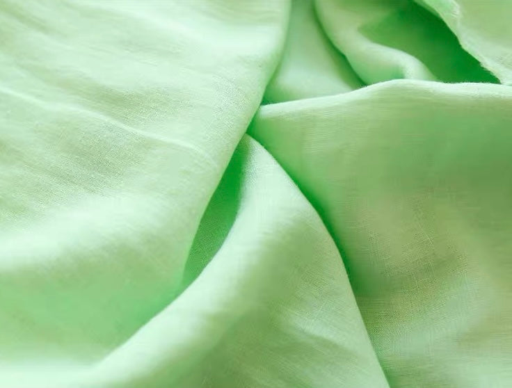 Mint Green Pure Linen Fabric, Medium Weight, Pre-Washed, 110 Inch Width