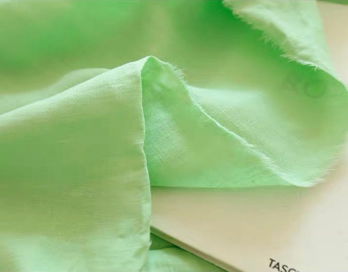 Mint Green Pure Linen Fabric, Medium Weight, Pre-Washed, 110 Inch Width