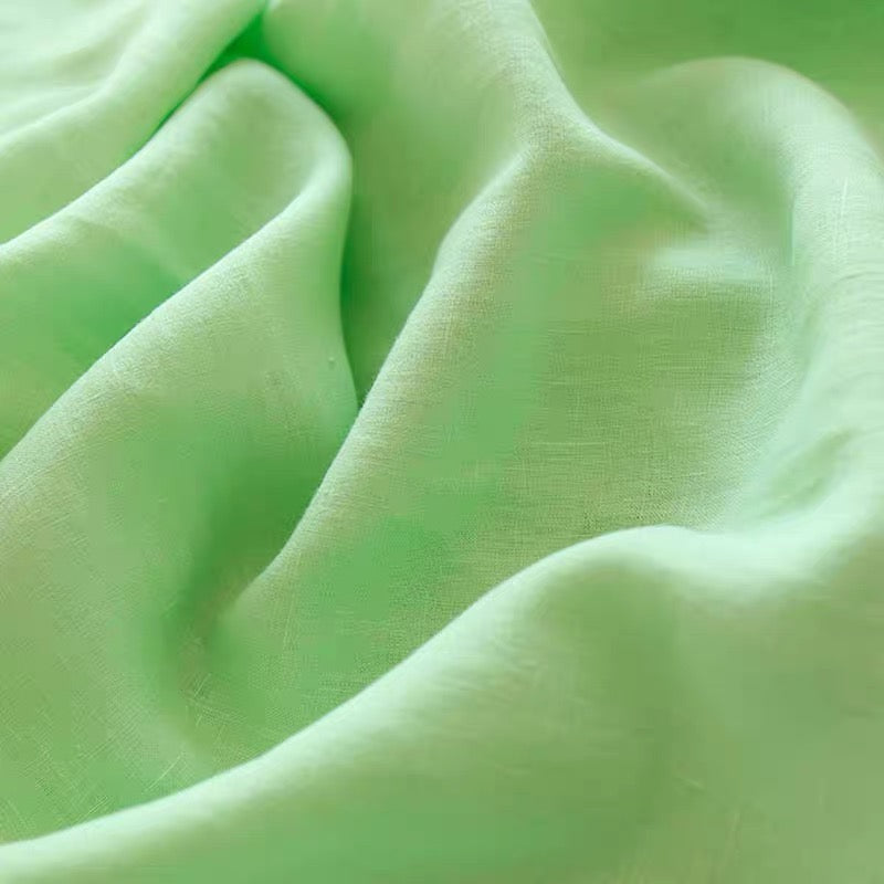 Mint Green Pure Linen Fabric, Medium Weight, Pre-Washed, 110 Inch Width