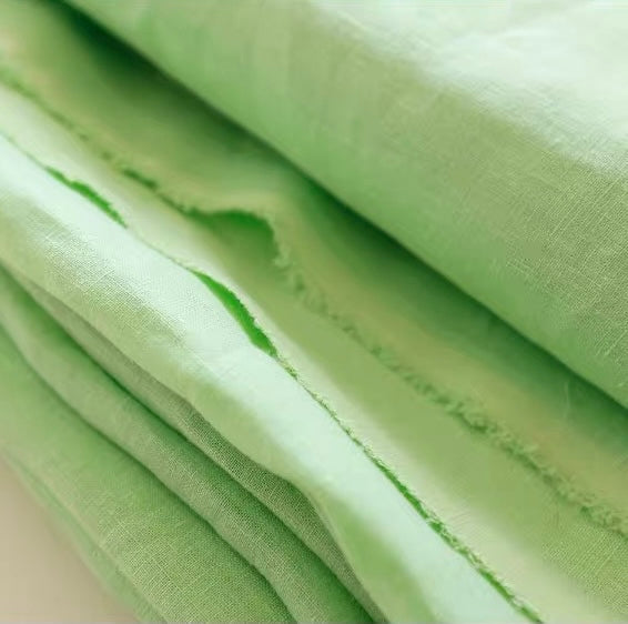 Mint Green Pure Linen Fabric, Medium Weight, Pre-Washed, 110 Inch Width