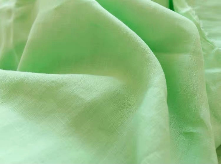 Mint Green Pure Linen Fabric, Medium Weight, Pre-Washed, 110 Inch Width