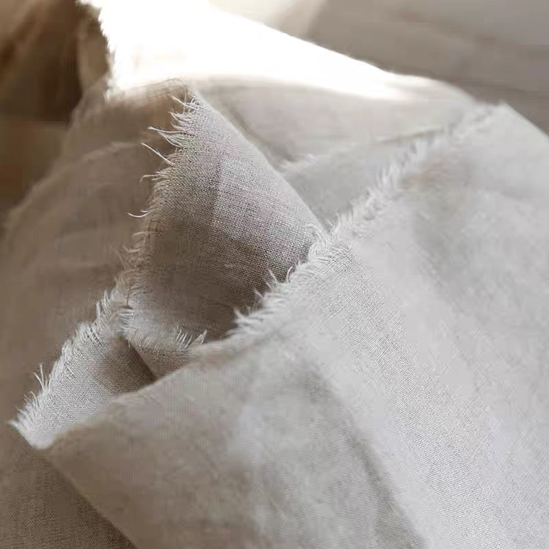 Natural Flax Pure Linen Fabric, Medium Weight, Pre-Washed, 110 Inch Width
