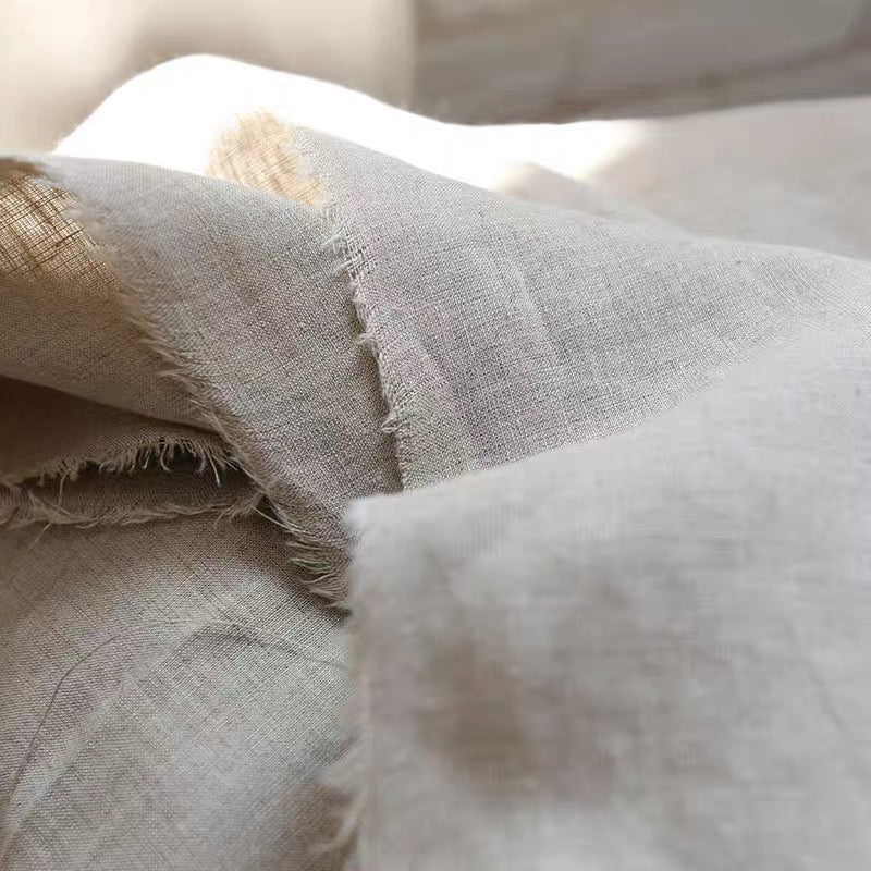 Natural Flax Pure Linen Fabric, Medium Weight, Pre-Washed, 110 Inch Width