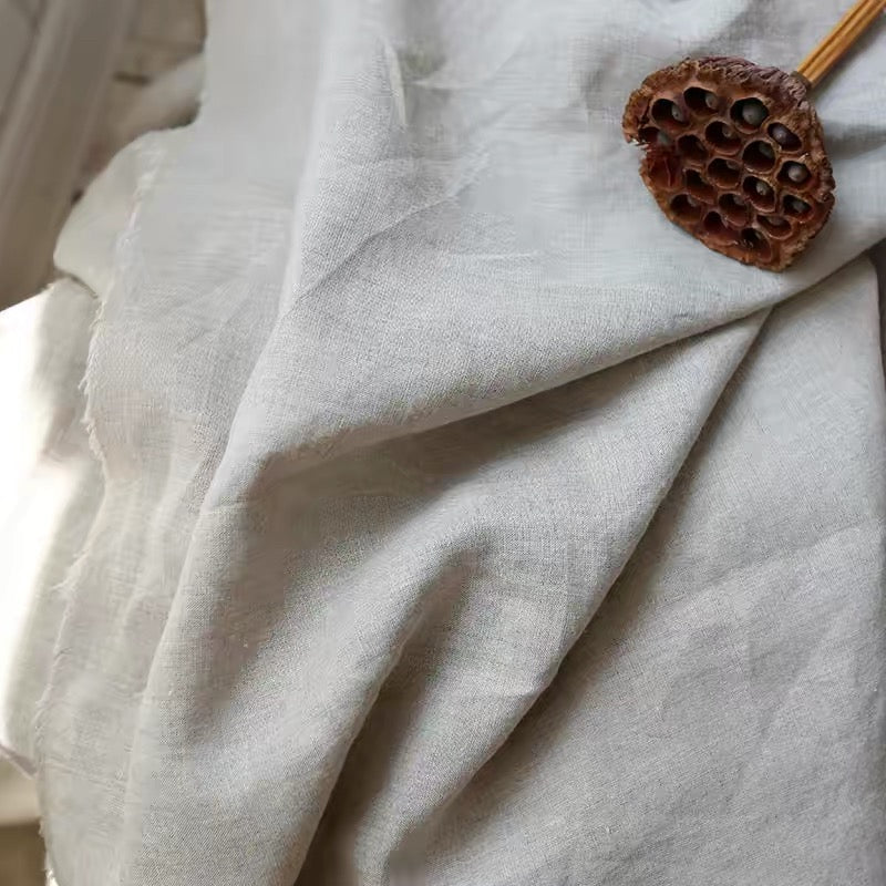 Natural Flax Pure Linen Fabric, Medium Weight, Pre-Washed, 110 Inch Width