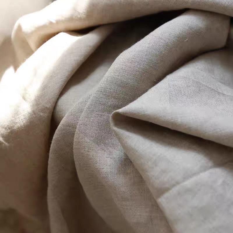 Natural Flax Pure Linen Fabric, Medium Weight, Pre-Washed, 110 Inch Width