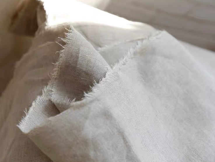 Natural Flax Pure Linen Fabric, Medium Weight, Pre-Washed, 110 Inch Width