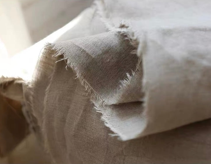 Natural Flax Pure Linen Fabric, Medium Weight, Pre-Washed, 110 Inch Width