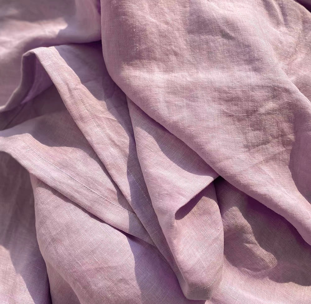 Dusty Lilac Linen Fabric by the Meter, Medium Weight, Pre-Washed, Extra Wide 110 Inch
