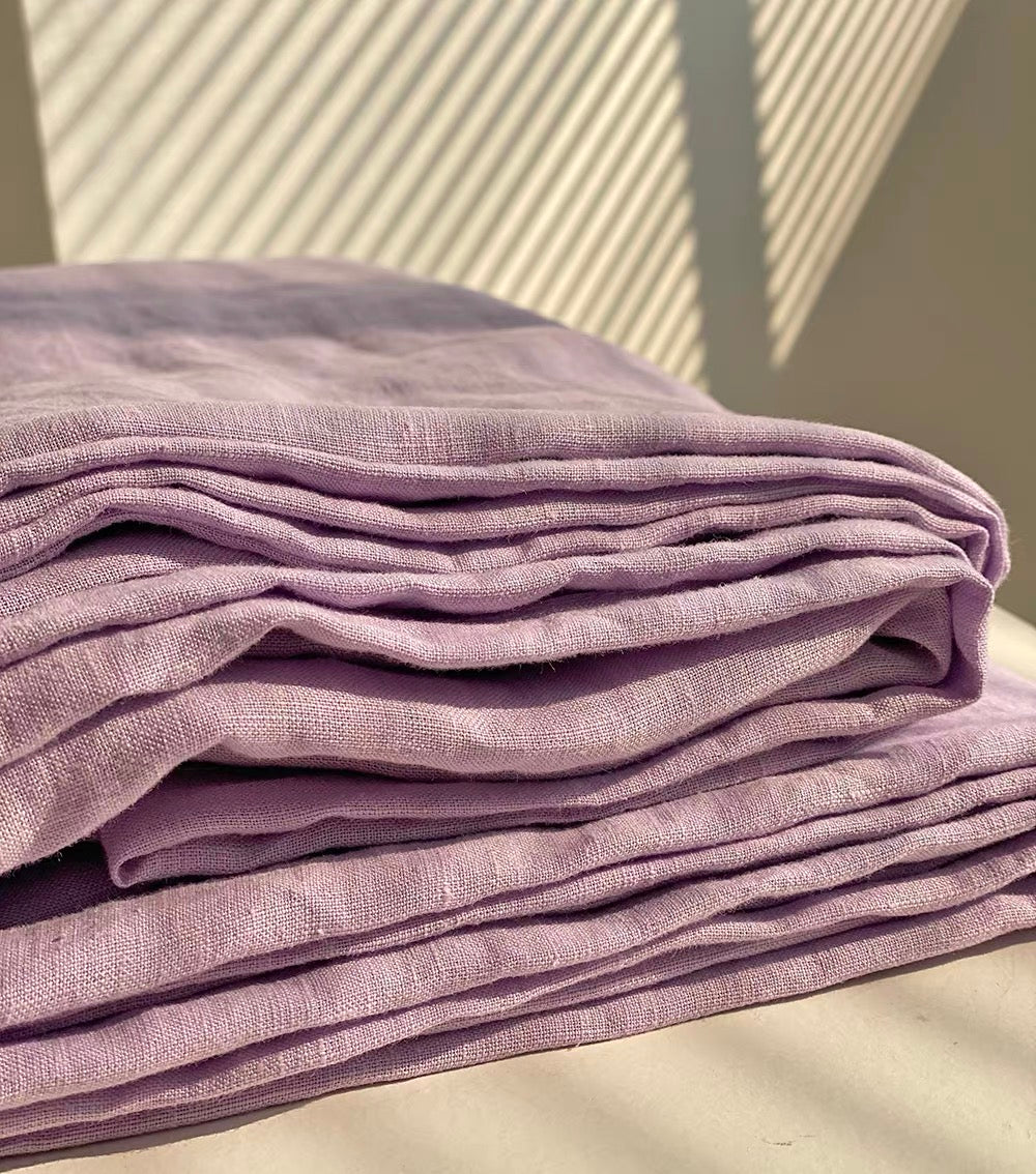 Dusty Lilac Linen Fabric by the Meter, Medium Weight, Pre-Washed, Extra Wide 110 Inch