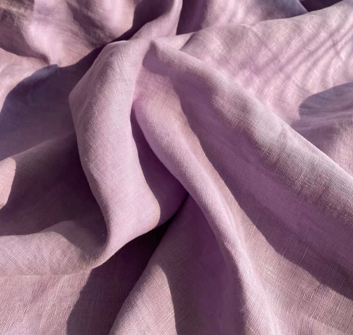 Dusty Lilac Linen Fabric by the Meter, Medium Weight, Pre-Washed, Extra Wide 110 Inch