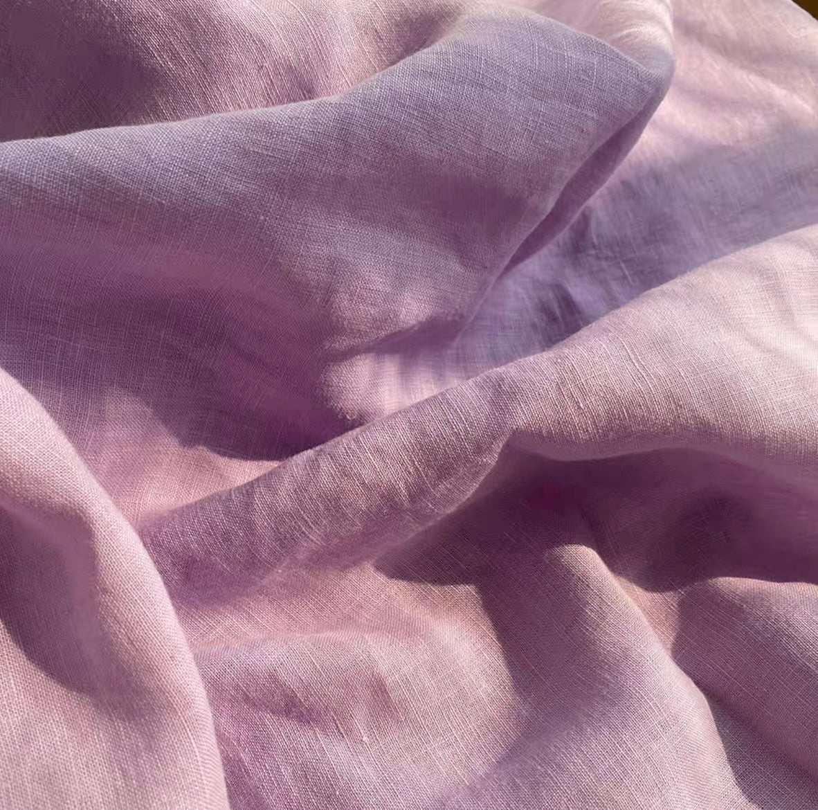 Dusty Lilac Linen Fabric by the Meter, Medium Weight, Pre-Washed, Extra Wide 110 Inch