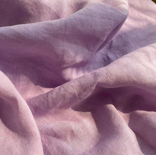 Dusty Lilac Linen Fabric by the Meter, Medium Weight, Pre-Washed, Extra Wide 110 Inch