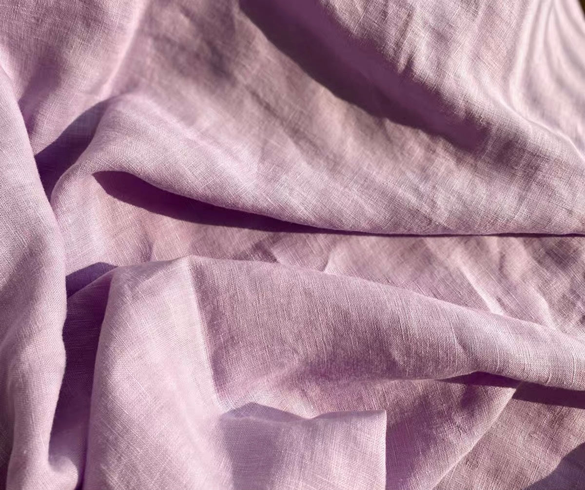 Dusty Lilac Linen Fabric by the Meter, Medium Weight, Pre-Washed, Extra Wide 110 Inch