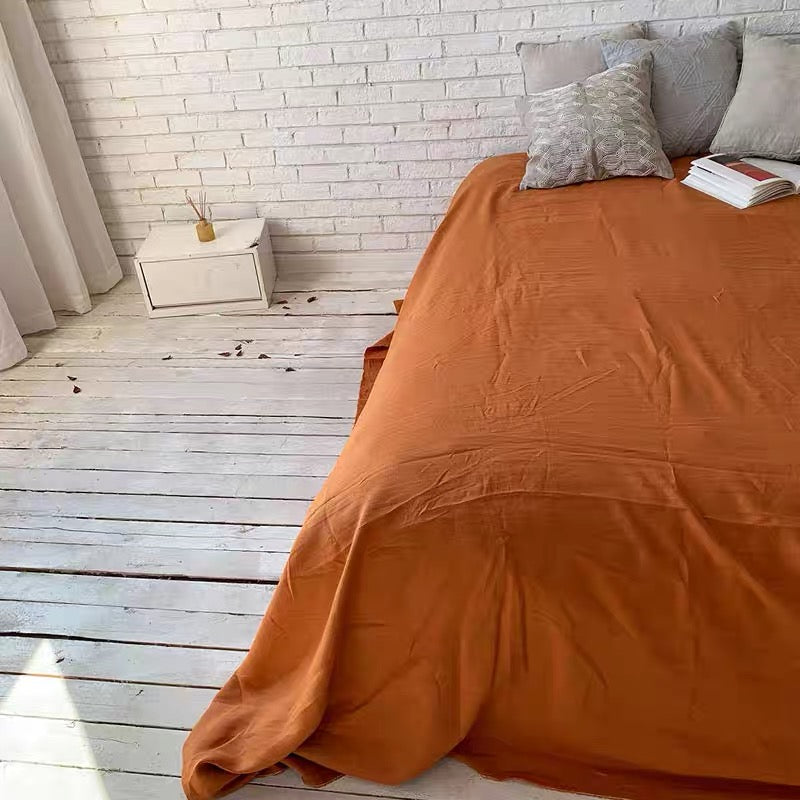 Burnt Orange Linen Fabric by the Meter, Medium Weight, Pre-Washed, Extra Wide 110 Inch