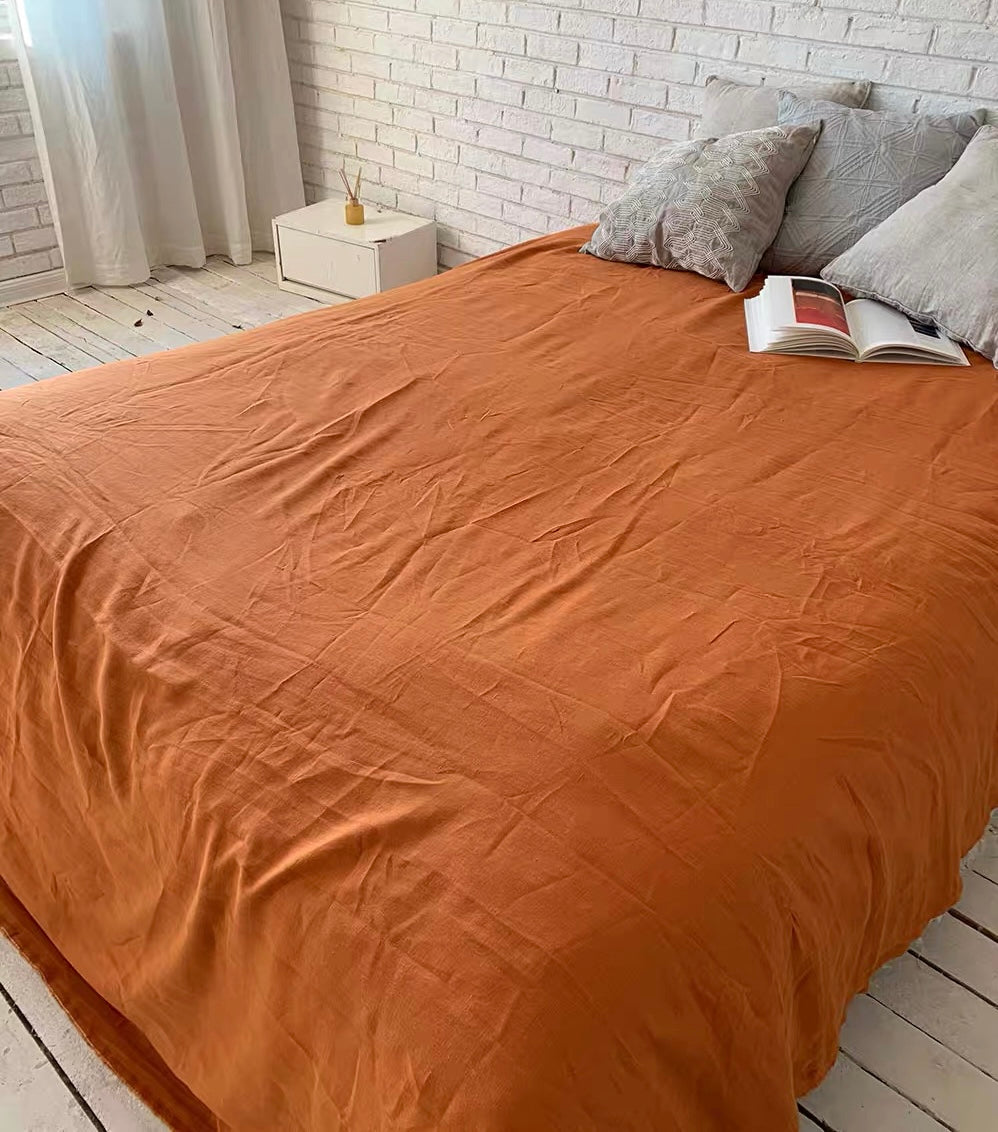 Burnt Orange Linen Fabric by the Meter, Medium Weight, Pre-Washed, Extra Wide 110 Inch