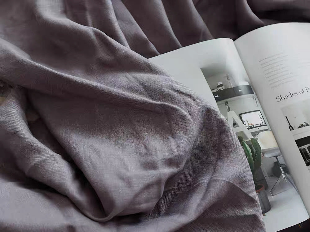 Smoky Mauve Linen Fabric by the Meter, Medium Weight, Pre-Washed, Extra Wide 110 Inch