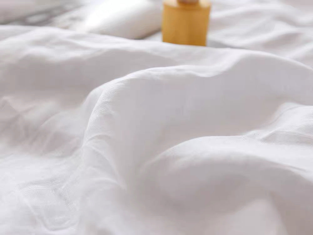 Pure White Linen Fabric by the Meter, Pre-Washed, Extra Wide 110 Inch