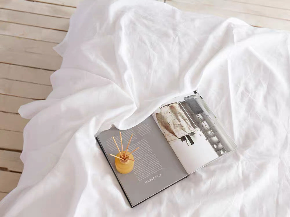Pure White Linen Fabric by the Meter, Pre-Washed, Extra Wide 110 Inch