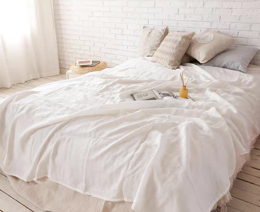 Off-White Linen Fabric by the Meter, Medium Weight, Pre-Washed, Extra Wide 110 Inch