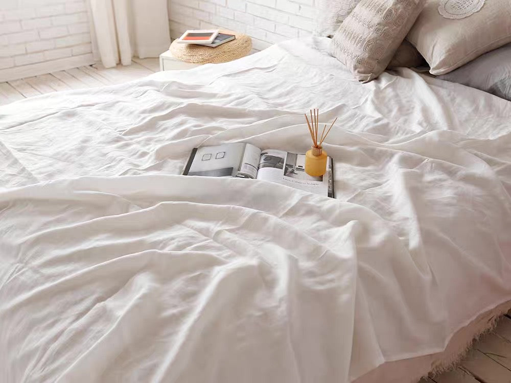 Off-White Linen Fabric by the Meter, Medium Weight, Pre-Washed, Extra Wide 110 Inch
