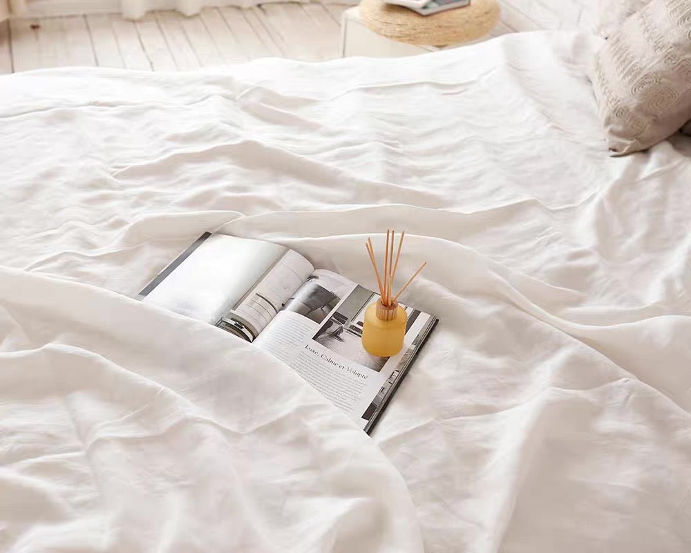 Off-White Linen Fabric by the Meter, Medium Weight, Pre-Washed, Extra Wide 110 Inch