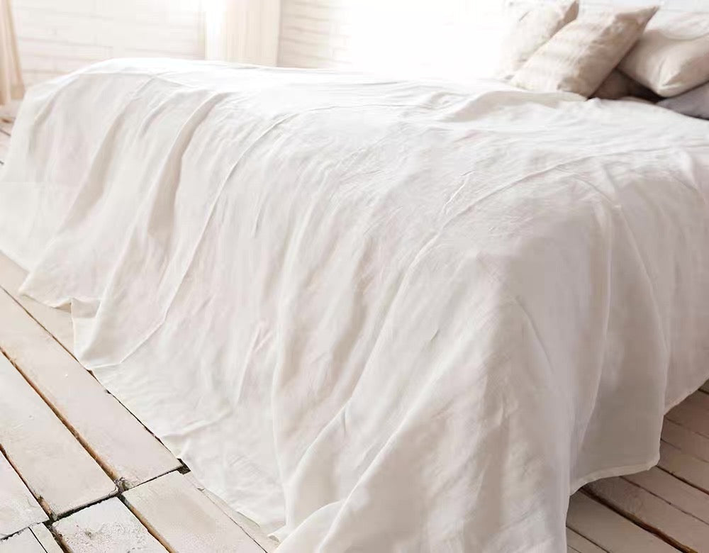 Off-White Linen Fabric by the Meter, Medium Weight, Pre-Washed, Extra Wide 110 Inch