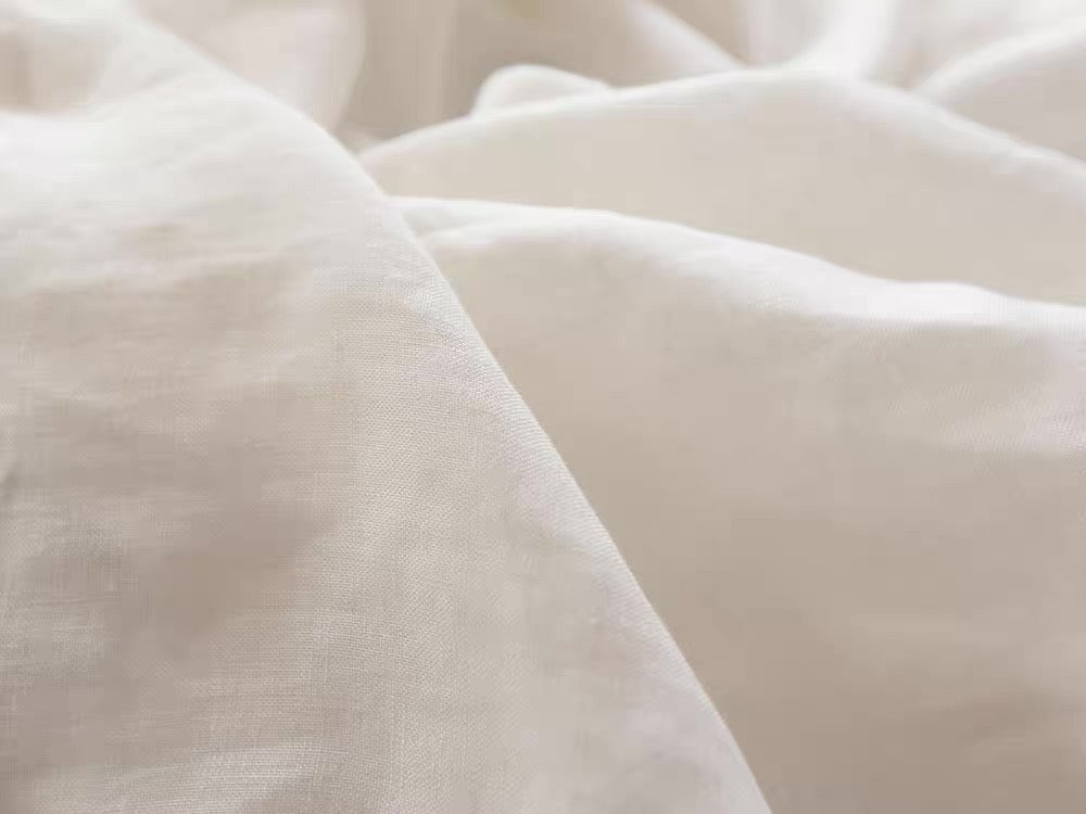 Off-White Linen Fabric by the Meter, Medium Weight, Pre-Washed, Extra Wide 110 Inch