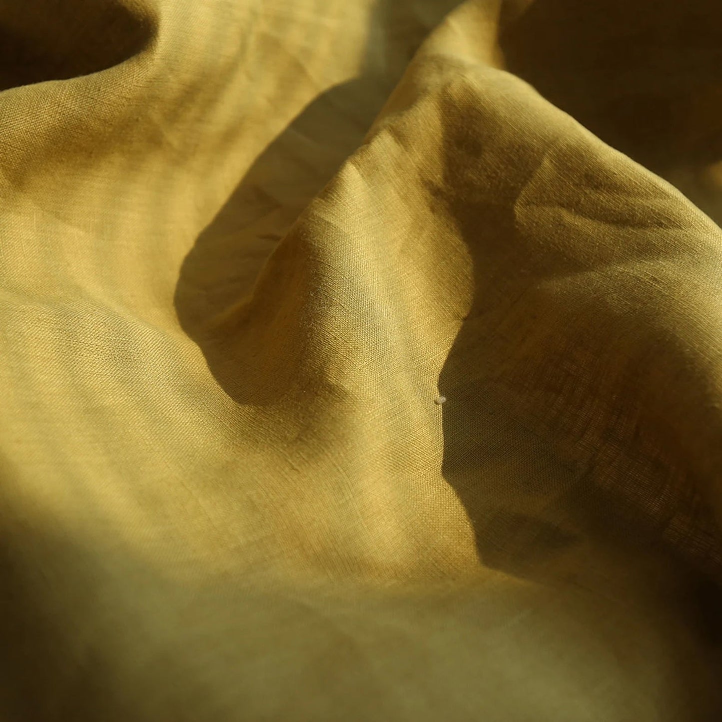 Golden Olive Linen Fabric by the Meter, Medium Weight, Pre-Washed, Extra Wide 110 Inch