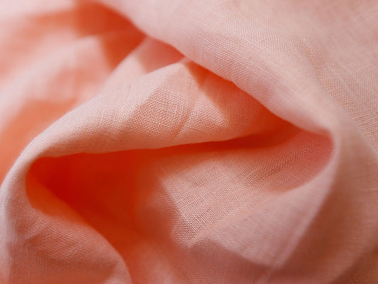 Soft Peach Linen Fabric by the Meter, Medium Weight, Pre-Washed, Extra Wide 110 Inch