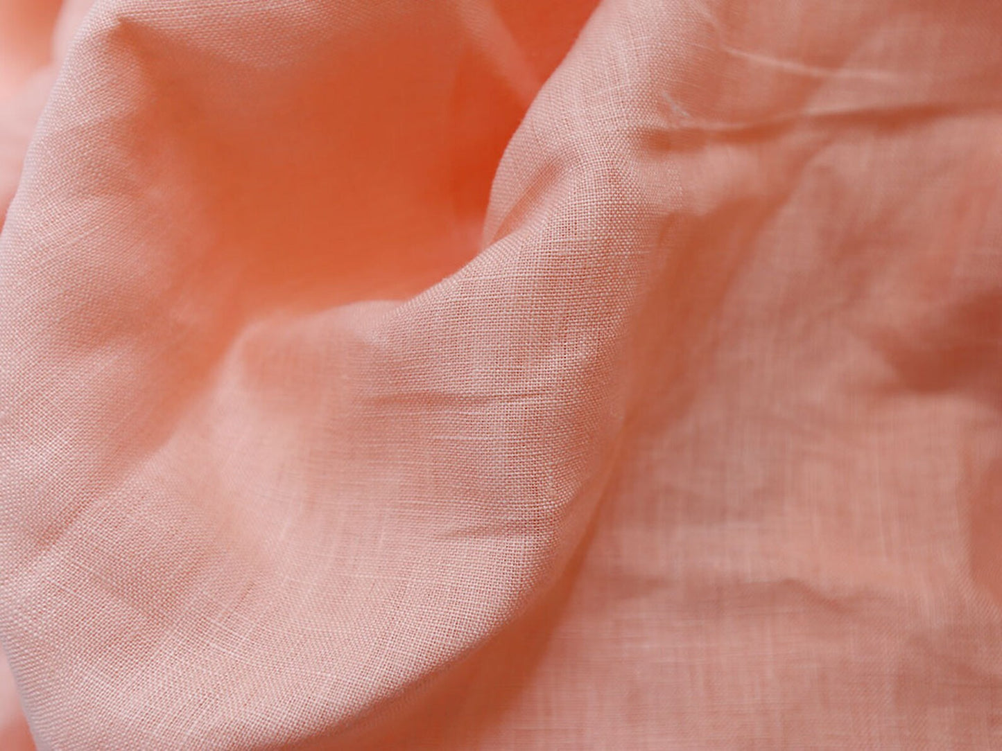 Soft Peach Linen Fabric by the Meter, Medium Weight, Pre-Washed, Extra Wide 110 Inch