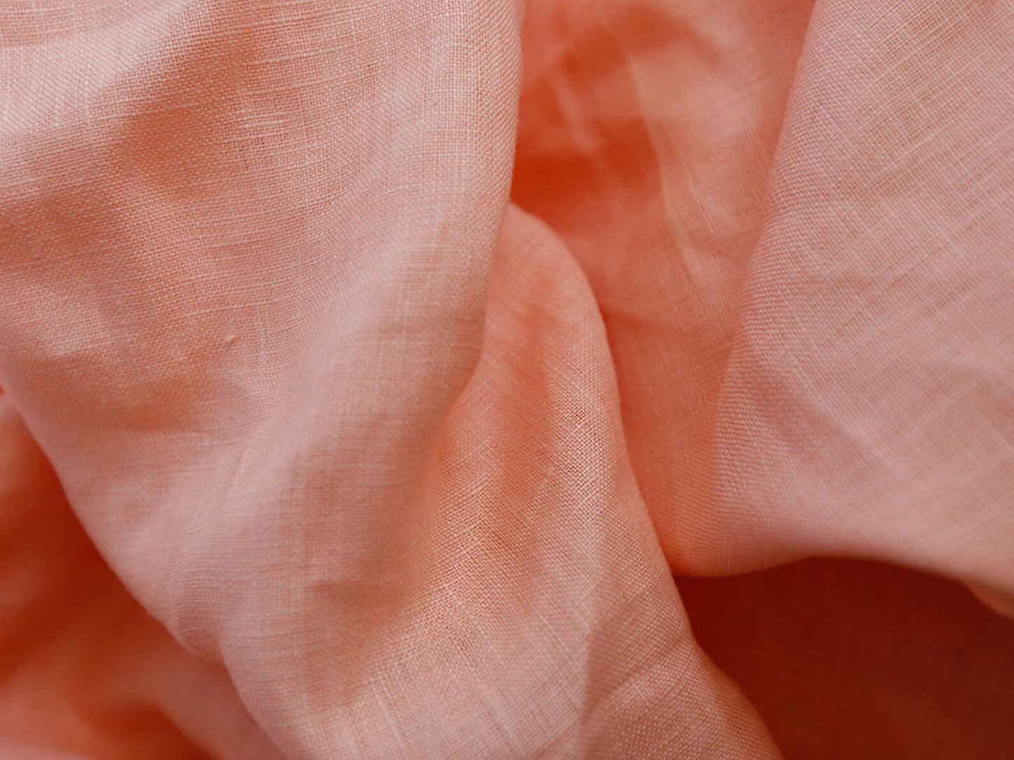Soft Peach Linen Fabric by the Meter, Medium Weight, Pre-Washed, Extra Wide 110 Inch