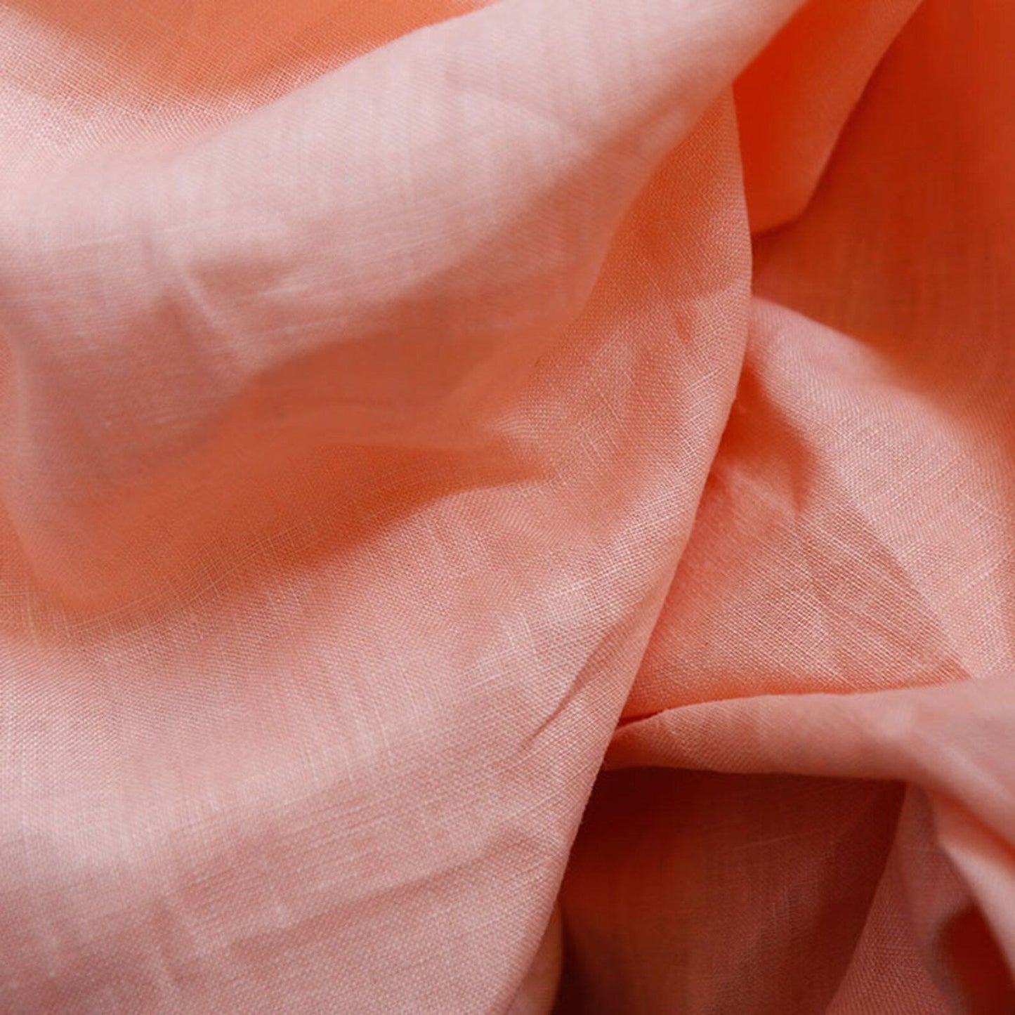 Soft Peach Linen Fabric by the Meter, Medium Weight, Pre-Washed, Extra Wide 110 Inch