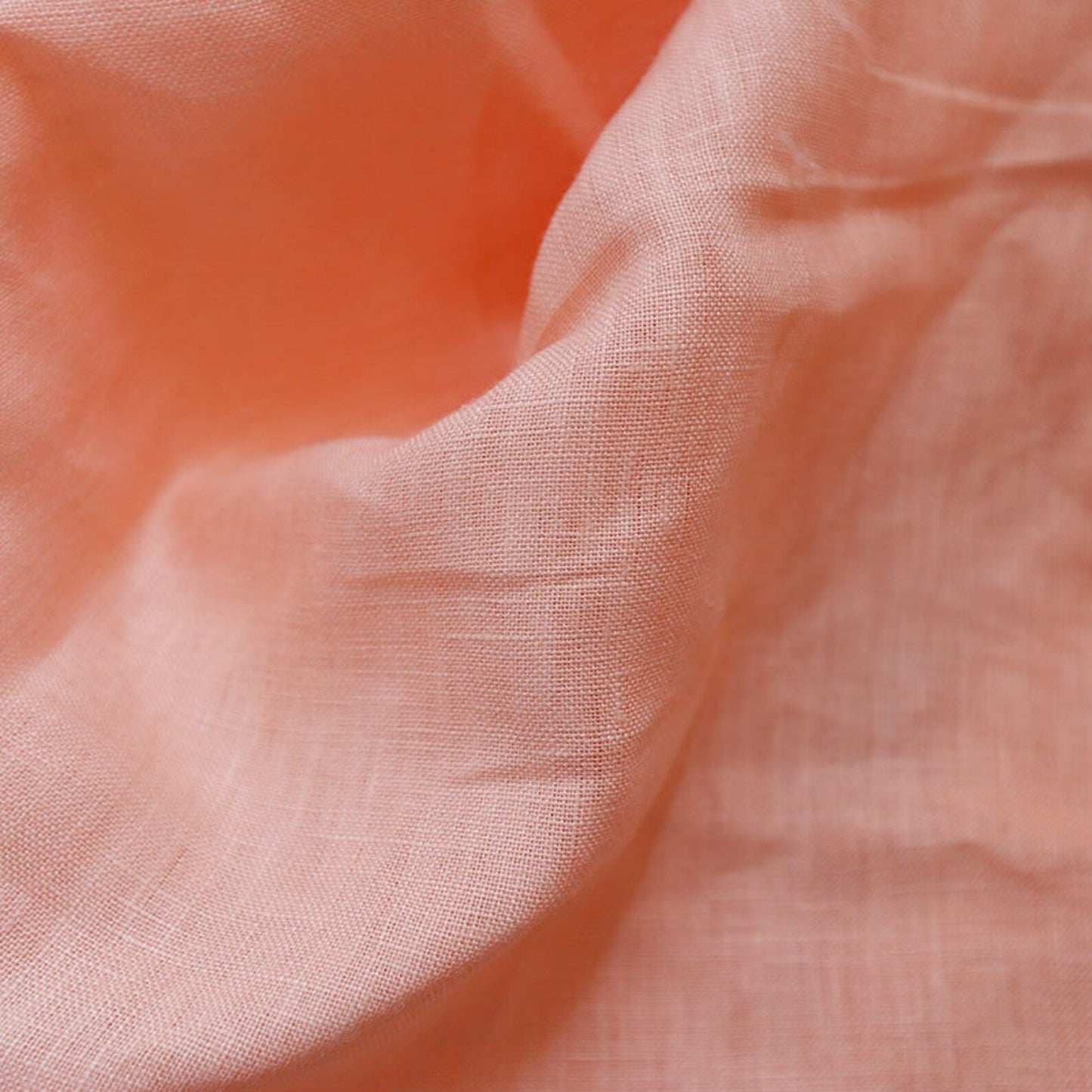 Soft Peach Linen Fabric by the Meter, Medium Weight, Pre-Washed, Extra Wide 110 Inch