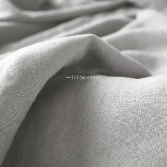 Light Grey Linen Fabric by the Meter, Medium Weight, Pre-Washed, Extra Wide 110 Inch