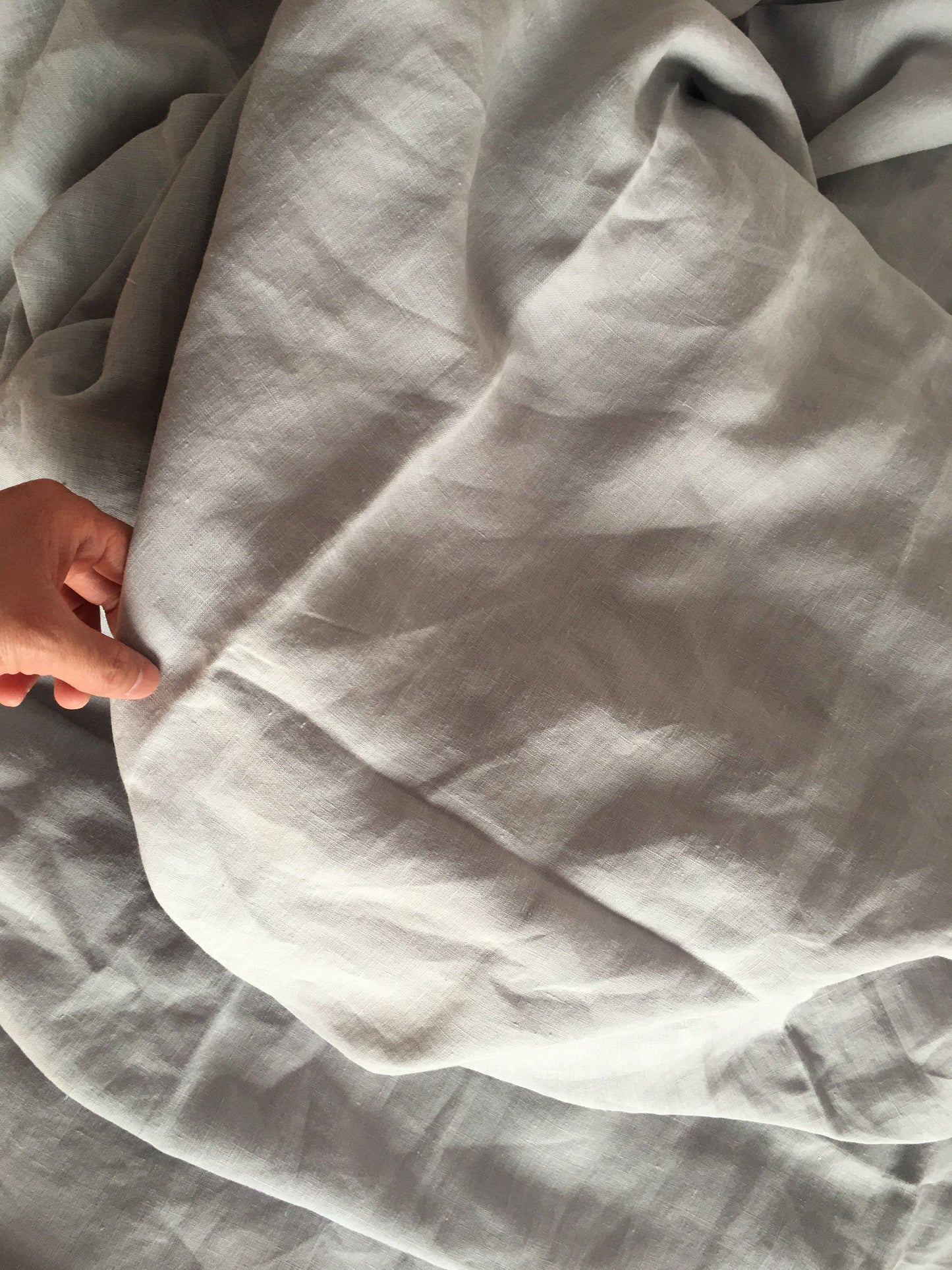 Light Grey Linen Fabric by the Meter, Medium Weight, Pre-Washed, Extra Wide 110 Inch