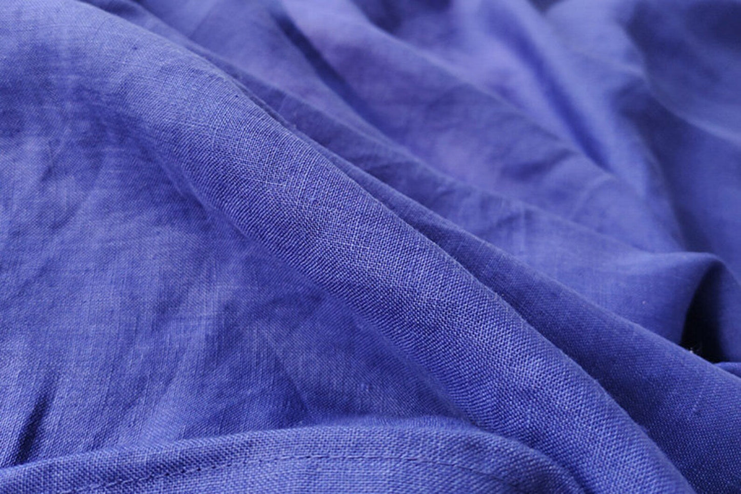 Royal Blue Hemp Fabric by the Meter, Medium Weight, Pre-Washed, Extra Wide 110 Inch