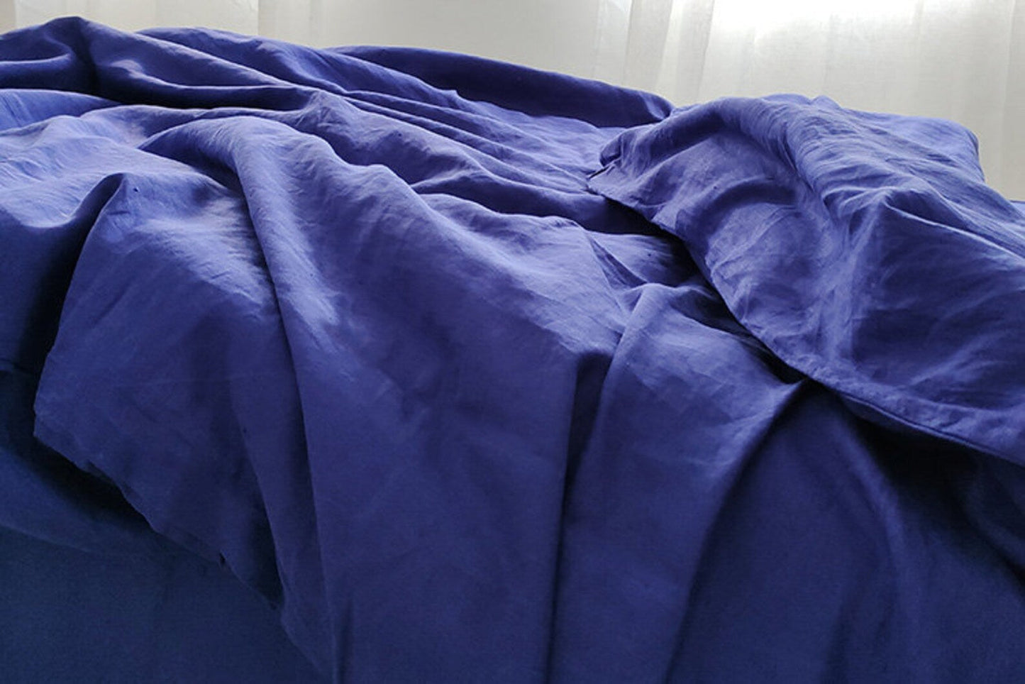 Royal Blue Hemp Fabric by the Meter, Medium Weight, Pre-Washed, Extra Wide 110 Inch