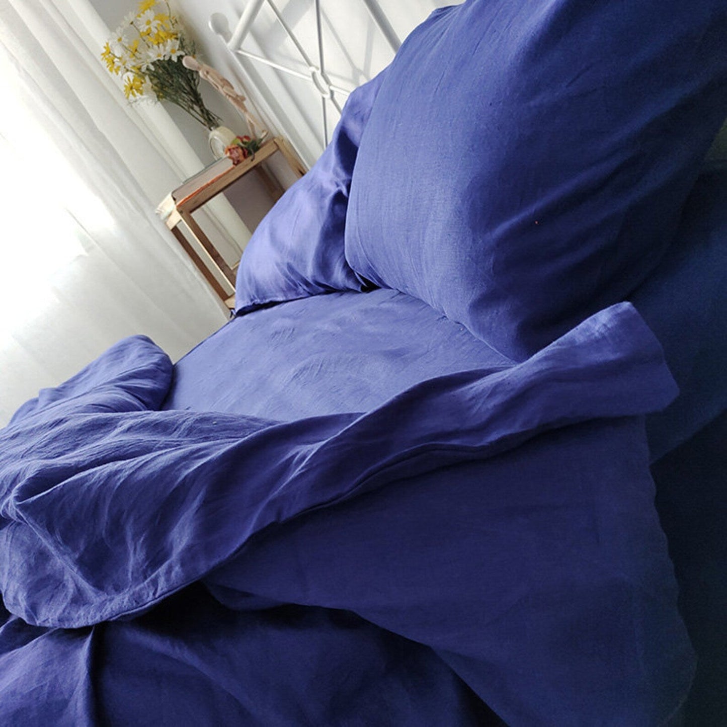 Royal Blue Hemp Fabric by the Meter, Medium Weight, Pre-Washed, Extra Wide 110 Inch