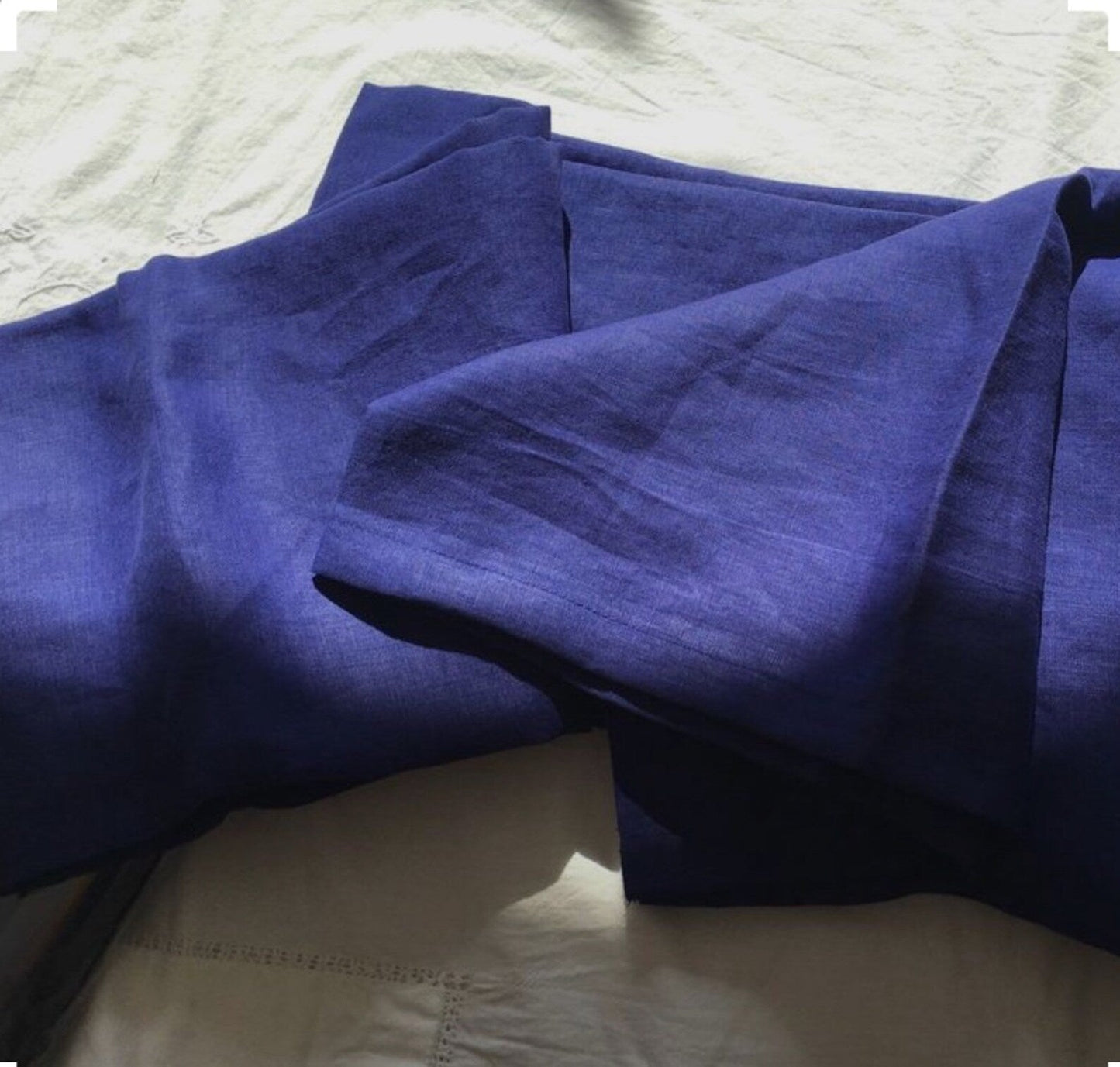 Royal Blue Hemp Fabric by the Meter, Medium Weight, Pre-Washed, Extra Wide 110 Inch