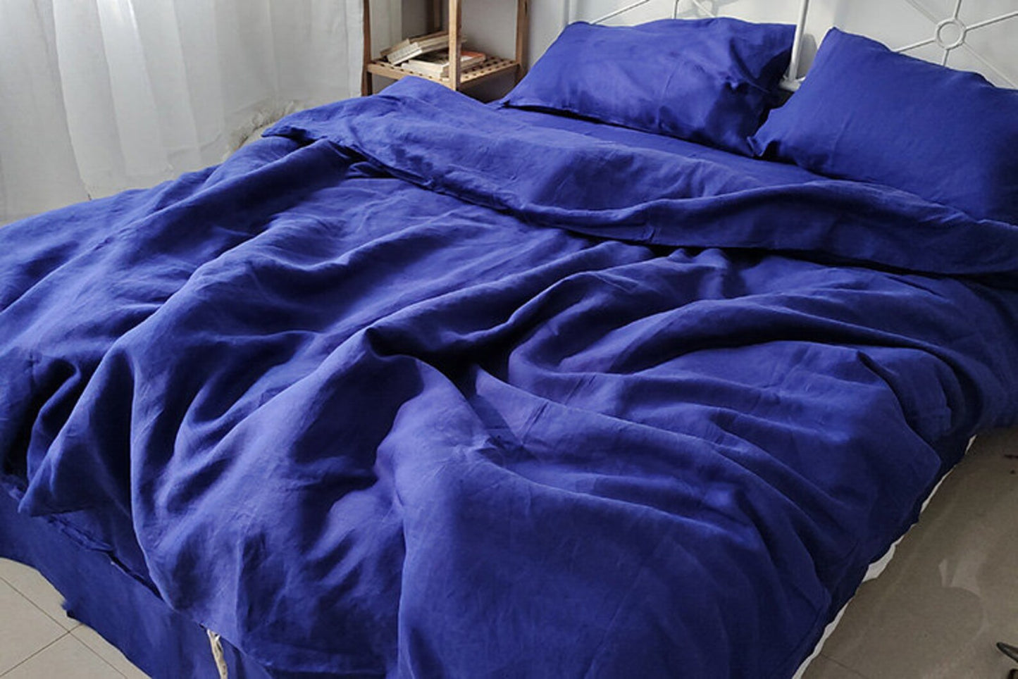 Royal Blue Hemp Fabric by the Meter, Medium Weight, Pre-Washed, Extra Wide 110 Inch