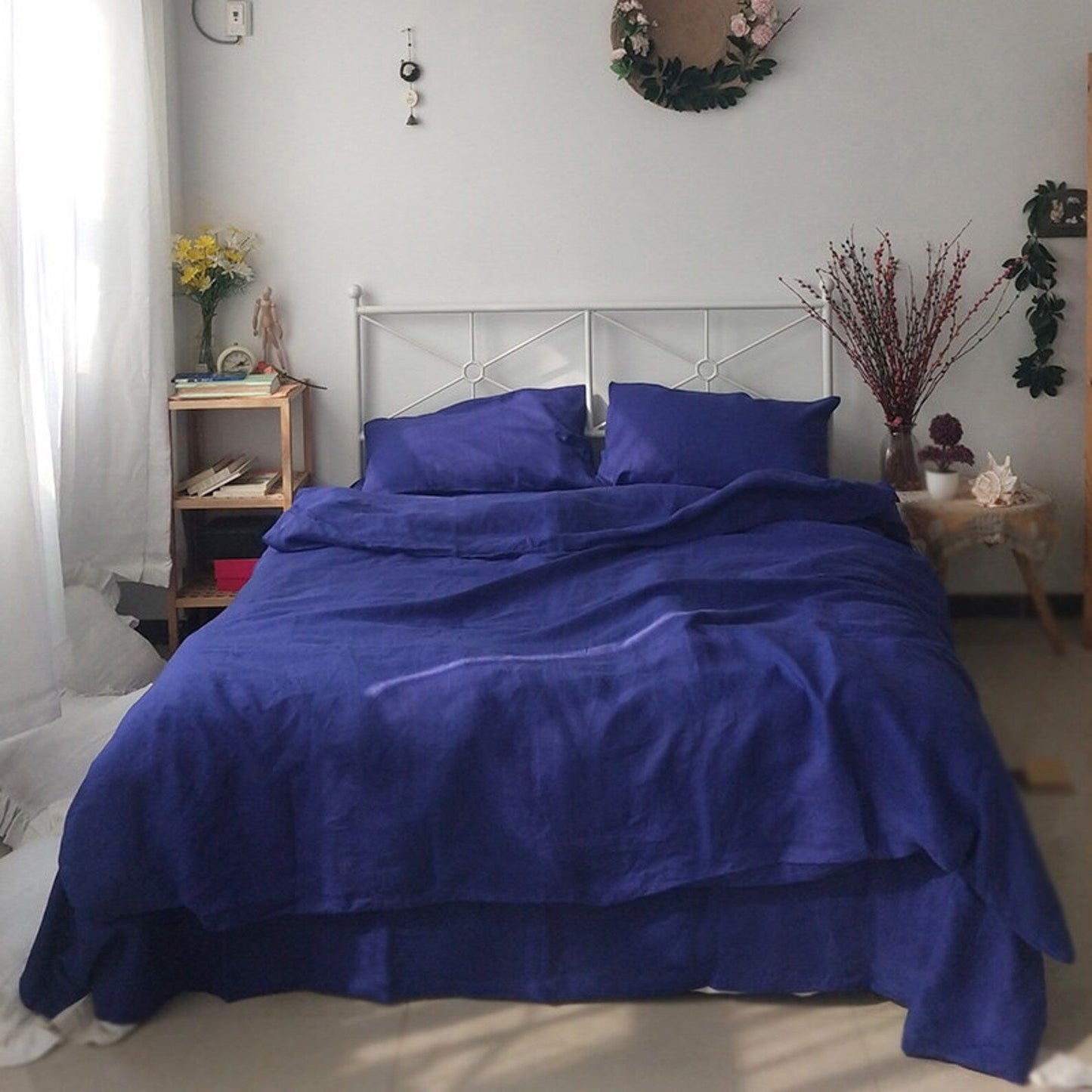 Royal Blue Hemp Fabric by the Meter, Medium Weight, Pre-Washed, Extra Wide 110 Inch