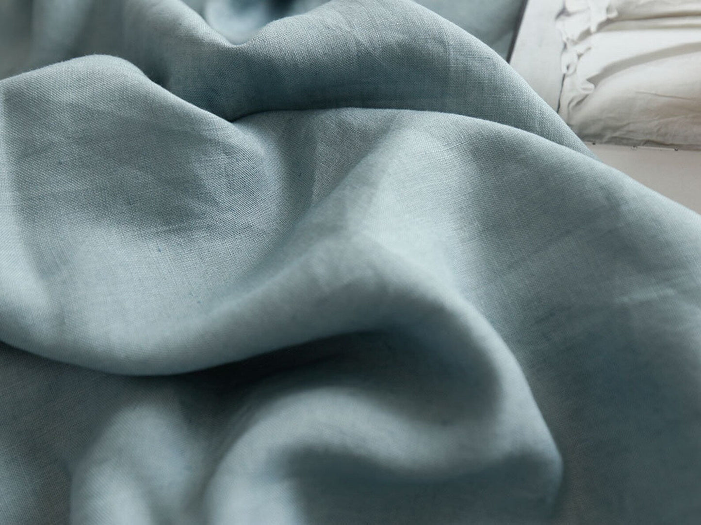 Dusty Blue Hemp Fabric by the Meter, Medium Weight, Pre-Washed, Extra Wide 110 Inch